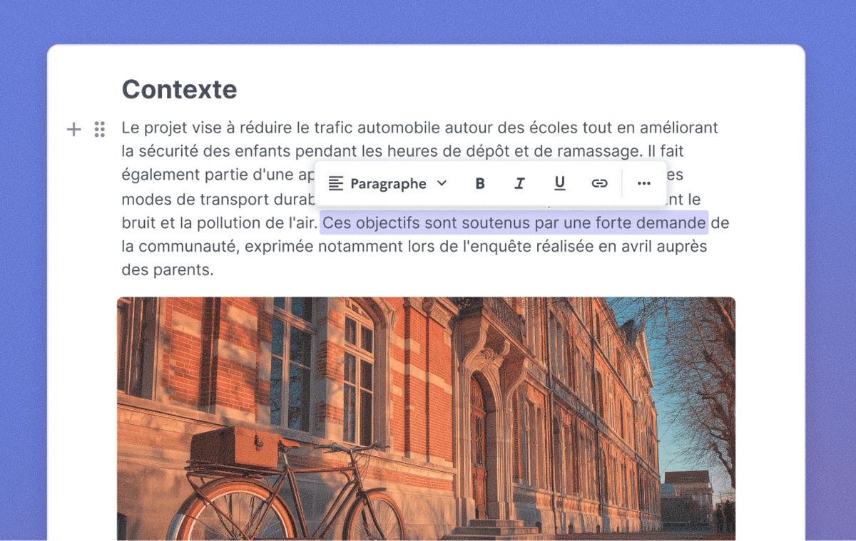 Capture d’écran de la fonctionnalité notes