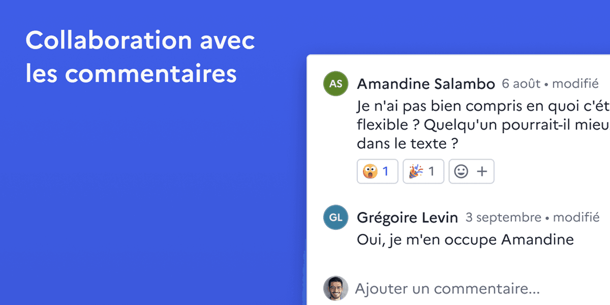 Visuel Collaboration avec les commentaires