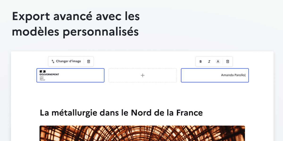Visuel Exportation avancé avec des modèles personnalisés