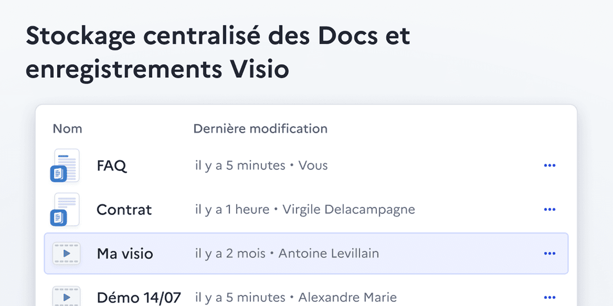 Stockage centralisé des Docs et des enregistrements Visio