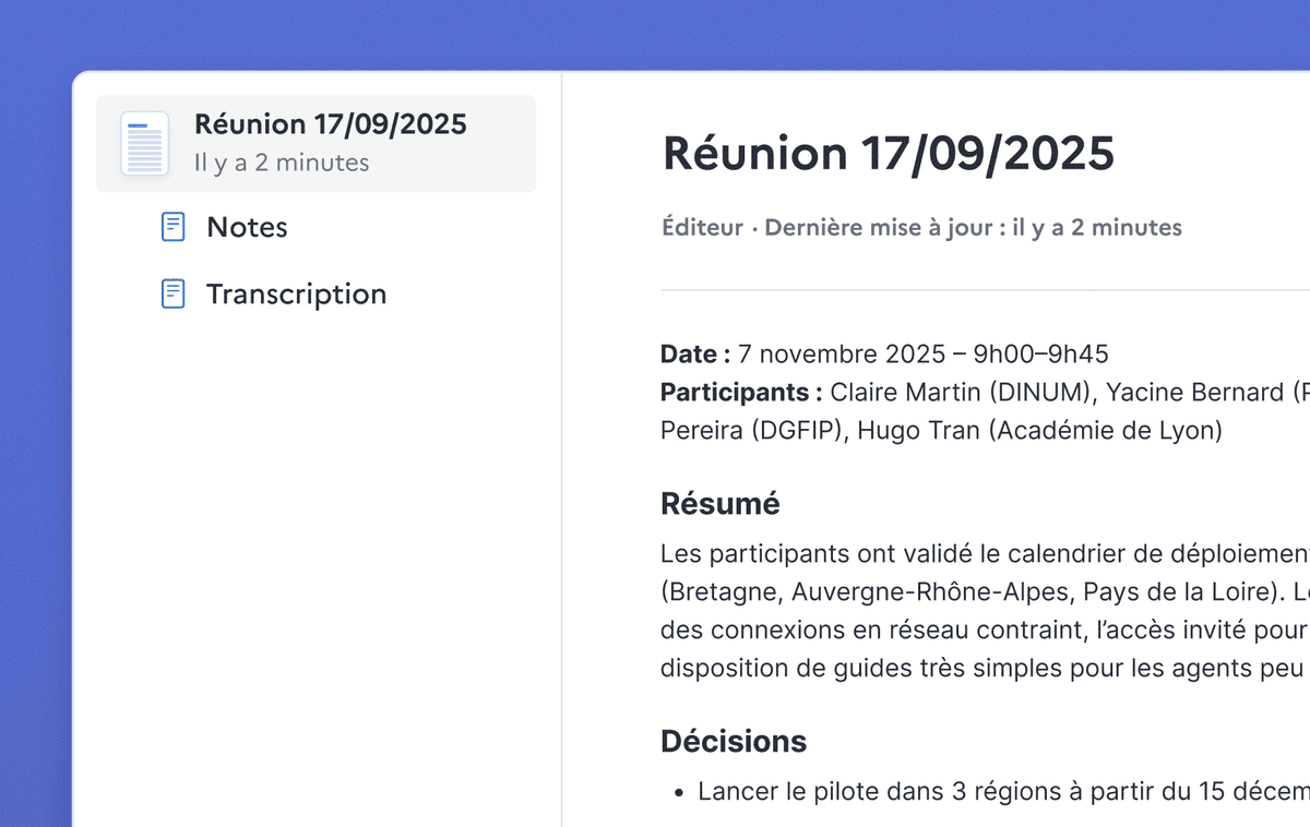 Laissez Visio transcrire vos échanges.